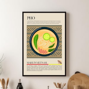 Pho Vietnamese Print, Pho, Vietnam, Noodles, Asian Food, Kitchen print, Retro Poster, Wall Art, Restaurant Poster, Asia, Cafe Decor