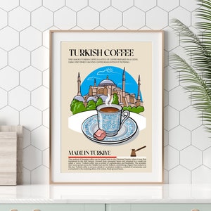 Turkish Coffee Print, Turkey, Marocco, Food, Kitchen print, Retro Poster, Wall Art, Restaurant Poster, Middle East, Cafe Decor