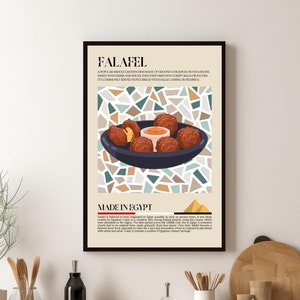 Falafel Poster, Middle East, Egypt Street Food Print, Turkey, Persian, Kitchen print, Retro poster, Wall Art, Restaurant Poster, Cafe Decor