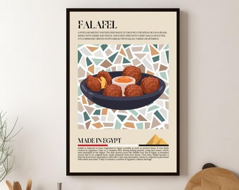 Falafel Poster, Middle East, Egypt Street Food Print, Turkey, Persian, Kitchen print, Retro poster, Wall Art, Restaurant Poster, Cafe Decor