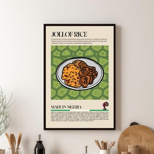 Nigerian Jollof Rice Print, Nigeria, African Food, Kitchen print, Retro Poster, Wall Art, Restaurant Poster, West Africa, Cafe Decor