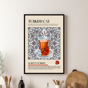 Turkish Tea Print, Chai, Turkey, Morocco, Food, Kitchen print, Retro Poster, Wall Art, Restaurant Poster, Middle East, Cafe Decor