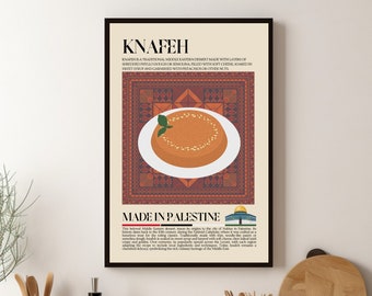 Knafeh Print, Middle East Food, Palestine, Turkey, Food, Kitchen print, Retro Poster, Wall Art, Restaurant Poster, Middle East, Cafe Decor