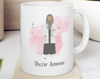 Custom Muslim Doctor Mug | Personalised Hijabi Doctor Coffee Cup | New Doctor Gift | Doctor Graduation Present | Doctor Gift | Gift For Her