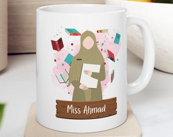 Custom Muslim Teacher Mug | Personalised Hijabi Teacher Coffee Cup | New Teacher Gift | Teacher Graduation | Teacher Gift | Back to School