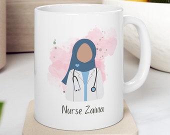 Custom Muslim Nurse Mug | Personalised Hijabi Nurse Coffee Cup | New Nurse Gift | Nurse Graduation Present | Nurse Gift | Gift For Her