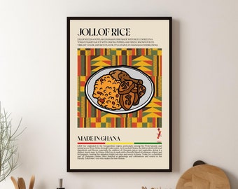 Ghanian Jollof Rice Print, Ghana, African Food, Kitchen print, Retro Poster, Wall Art, Restaurant Poster, West Africa, Cafe Decor