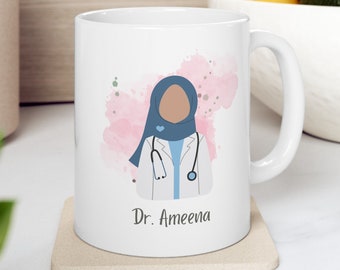 Custom Muslim Doctor Mug | Personalised Hijabi Doctor Coffee Cup | New Doctor Gift | Doctor Graduation Present | Doctor Gift | Gift For Her