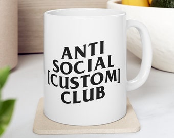 Anti-sociale gepersonaliseerde mok, gepersonaliseerde koffiekop, cadeau voor koffieliefhebber, aangepast cadeau voor theeliefhebber, kerstcadeau, cadeau voor collega
