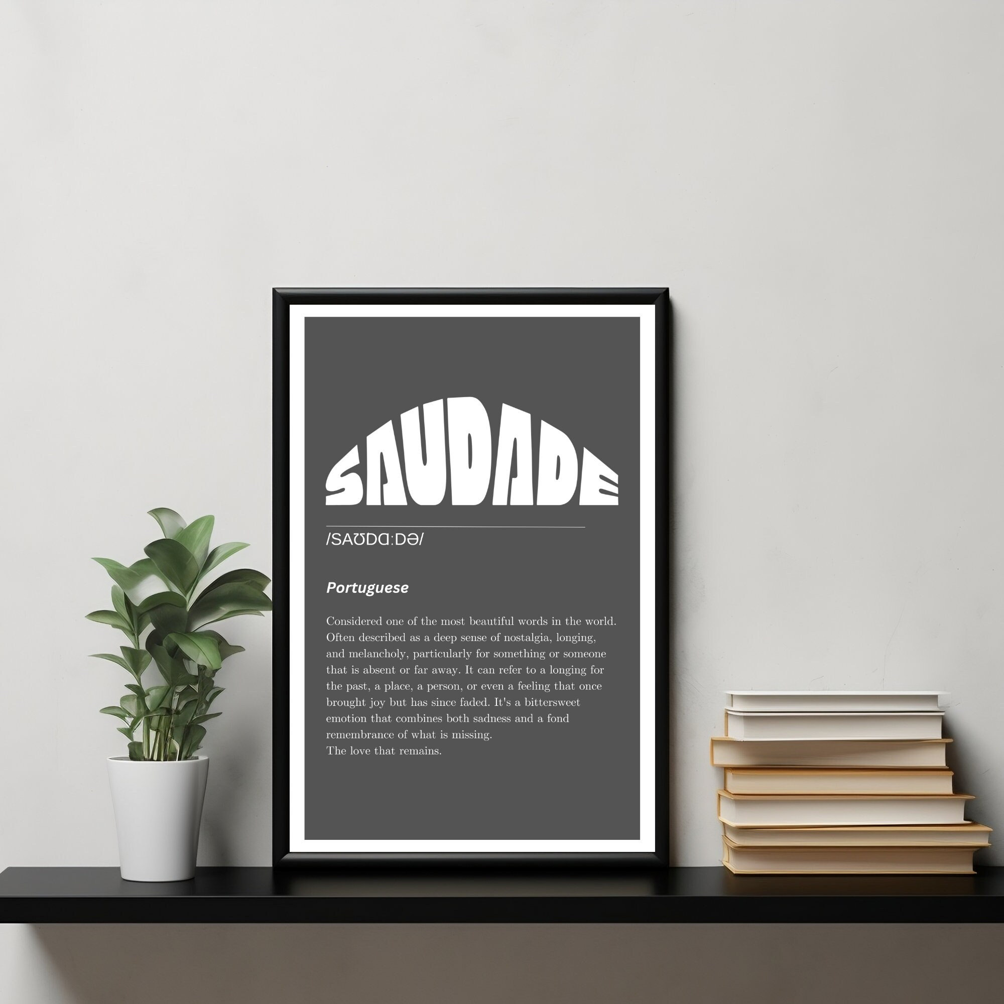 Saudade Definition Art Print Black and White Modern Minimalist Wall Art  Canvas Painting Picture for Living Room Home Decoration