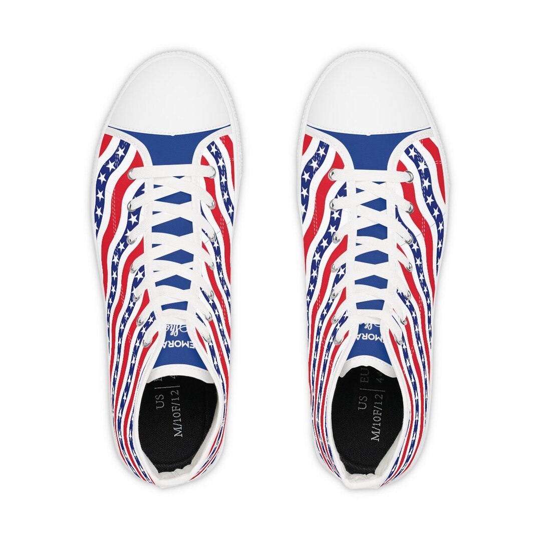 Men's Hightop Sneakers With USA Flag Stars and Stripes Etsy