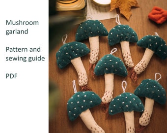 garland forest glade mushrooms PDF sewing toy pattern