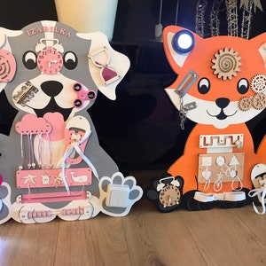 Personalized busy board for toddler DOG for girls