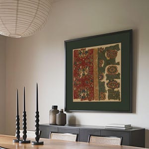 Vintage Textile Wall Art – Framed Wabi Sabi Art, Antique Fabric Print, Boho Home Decor