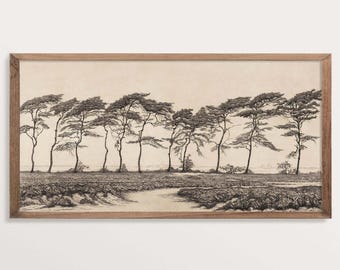 Panoramautsikt över landskapet – Japandi Trädväggkonst, Naturinredning