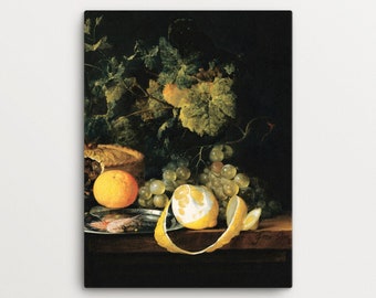 Dutch Still Life Painting CANVAS | Dark Art | Antique Oil Painting | Canvas Art Print