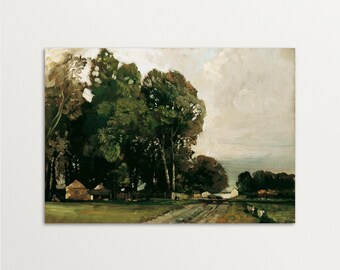 Country Painting Print, Cottagecore Decor, Vintage Landscape Painting