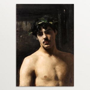 Moody Art Print, Male Portrait Painting Print, Dark Art, Antique Portrait