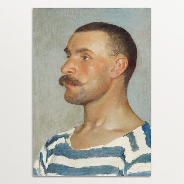 Vintage Portrait Gemälde Druck - Ein Schöner Mann | Männlicher Gemälde Druck, Porträt eines Mannes