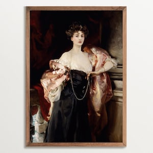 Antique Portrait Painting Print - Viscountess D'Abernon | Victorian Portrait | Moody Wall Art