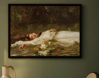 オフィーリアの絵画、ミレイ風肖像画、ダーク・アカデミア・アート