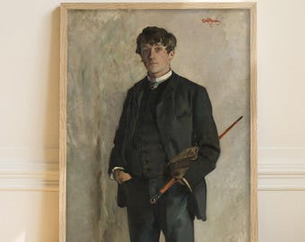 Man Portrait Print - Kalle | Antique Portrait Painting | Light Academia