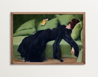 Stimmungsvolle Wandkunst - Junge Frau | Viktorianisches Dekor, Vintage Portrait Gemälde Druck