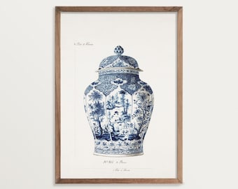 French Chinoiserie Vase Art Print | Vintage French Art | Chinoiserie Ginger Jar