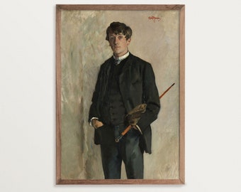 Man Portrait Print - Kalle | Antique Portrait Painting | Light Academia