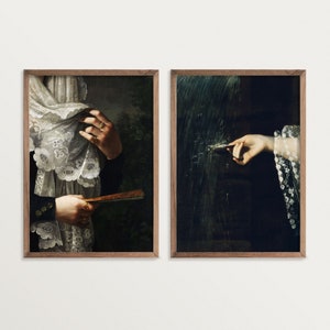 Dark Academia Decor Set of two Prints | Victorian Art | Moody Portrait Painting