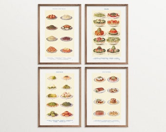 Gallery Wall Set Vintage Food Poster, Kunstdruck Küche, Cottagecore Dekor, Retro Wandkunst