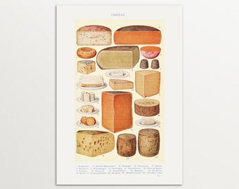 Kitchen Art Print, Cheese Print, Retro Wall Art, Cheese Lover Gift