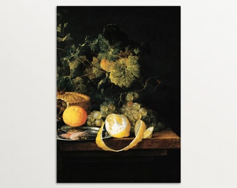 Stampa artistica da parete Still Life olandese / Arredamento Accademia oscura / Natura Morte