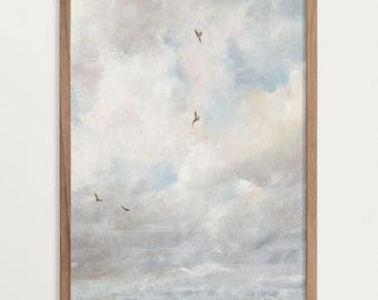 Wolken Malerei Druck | Muted Sky Druck | Vintage Wolken Print