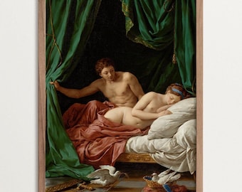 Cuadro decorativo de pareja antigua: lámina romántica vintage, decoración clásica para dormitorio, reproducción de pintura de estilo barroco.