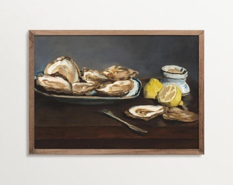 Oyster Art Print, Still Life Painting Print, Kitchen Wall Art