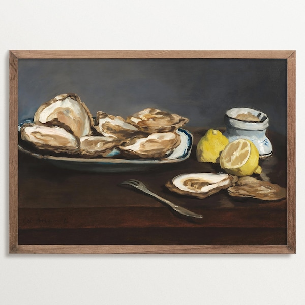 Oyster Art Print, Still Life Painting Print, Kitchen Wall Art