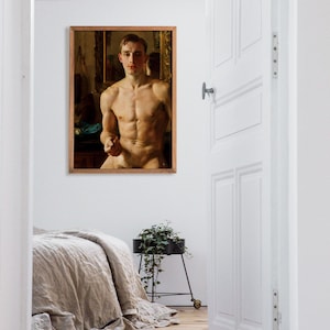 Impresión de pintura de desnudo masculino - El boxeador / Impresión de retrato vintage, decoración de Dark Academia imagen 6