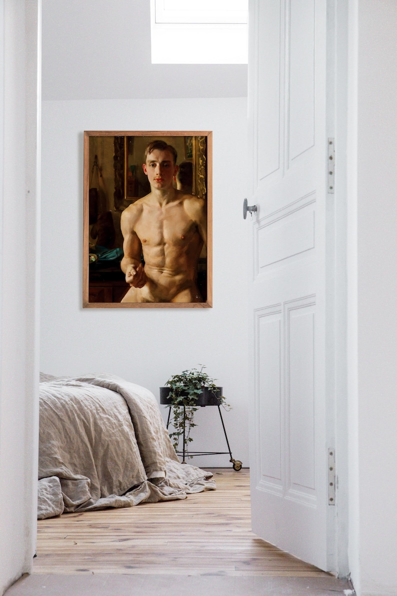 Impresión de pintura de desnudo masculino - El boxeador / Impresión de retrato vintage, decoración de Dark Academia imagen 6
