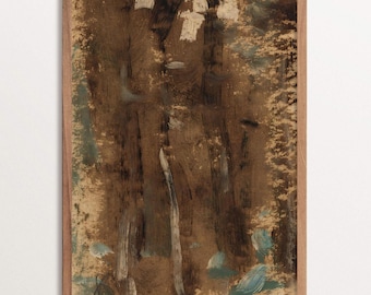 Moody Abstract Art Print, Dark Minimalist Painting, Modern Contemporary Decor, Wabi Sabi Wall Art, Neutral Tone Landscape