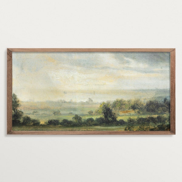 Landschaftsbild Print – Elbtal | Panorama Landschaft Druck | Antikes Ölgemälde | Vintage Kunstwerk