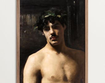 Moody Wall Art, Male Portrait Painting Print, Dark Art