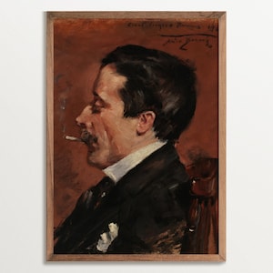 Moody Wall Art - Cigarette | Portrait of a Man, Dark Academia Decor