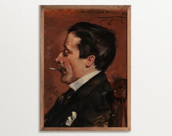 Moody Wall Art - Cigarette | Portrait of a Man, Dark Academia Decor