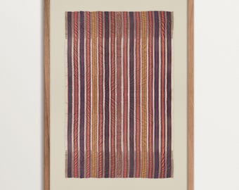 Vintage Textile Wall Art Print – Striped Boho Home Decor, Wabi Sabi Poster