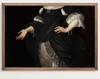 Baroque Painting Print - Pearls & Silk | Dark Academia Decor | Moody Wall Art | Altered Art