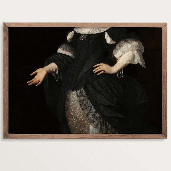 Baroque Painting Print - Pearls & Silk | Dark Academia Decor | Moody Wall Art | Altered Art