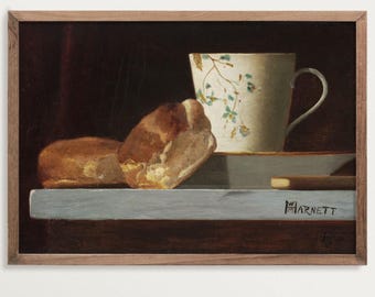 Vintage Kitchen Art – Breakfast Still Life Painting Print