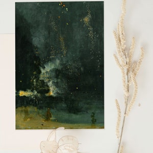 Moody Landscape Painting Print Nocturne Dark Art, Vintage Wall Art, Night Sky Print image 7