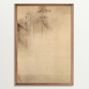 Stampa artistica da parete Wabi Sabi, schizzo di un pino, arte murale minimalista, arte Japandi